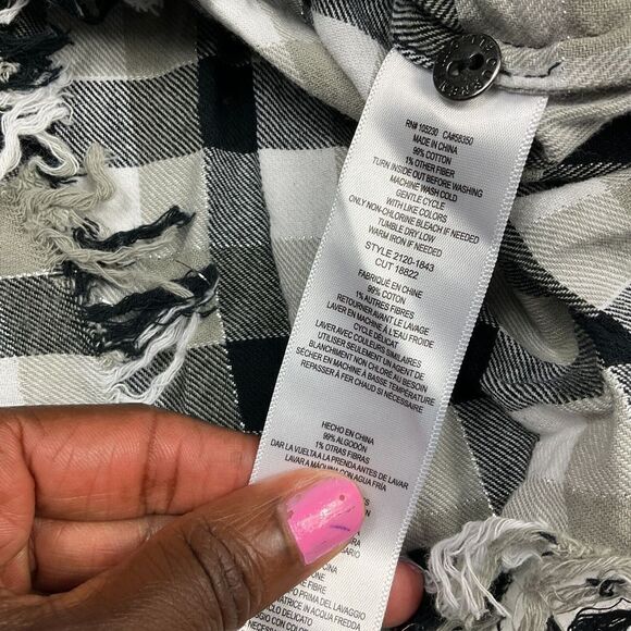 Current Elliott Womens Flannel Button Down Shirt Plaid Long Sleeve Top Size 0 - Picture 10 of 12